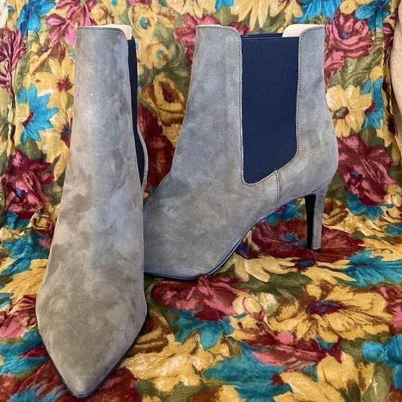 Brand New Antonio de Faria Genuine Suede Leather Olive Heeled Pull On Boots - Picture 13 of 15